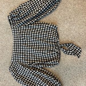 Plaid Off the Shoulder Blouse
